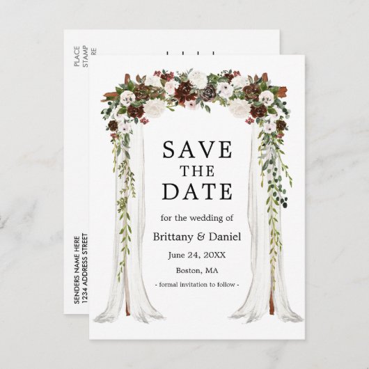 s結婚キャノピーアーチ水カラーボホフローラ 案内ポストカード (正面/裏面)