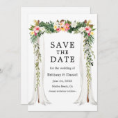 s結婚キャノピーアーチ水カラー熱帯フローラ セーブザデート (正面/裏面)