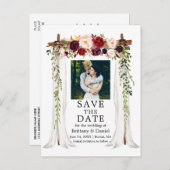 s結婚キャノピー水カラーBurgundyフローラ写真 案内ポストカード (正面/裏面)