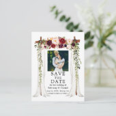 s結婚キャノピー水カラーBurgundyフローラ写真 案内ポストカード (スタンド正面)