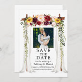 s結婚キャノピー水彩混合フローラ写真 セーブザデート (正面/裏面)