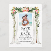 s結婚キャノピー水彩熱帯フローラ写真 案内ポストカード (正面)