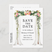 s結婚キャノピー水彩熱帯フローラ写真 案内ポストカード (正面/裏面)