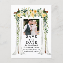 s結婚キャノピー水彩黄色フローラ写真 案内ポストカード