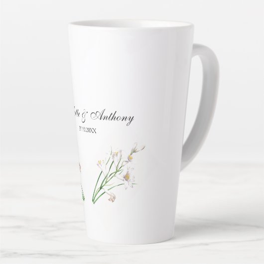 s結婚クリエイティブエレガントフローラホワイトシック カフェラテマグ (右アングル)