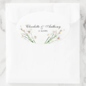 s結婚クリエイティブエレガントフローラホワイトシック 楕円形シール (バッグ)