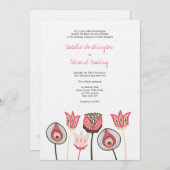 s結婚コーラルチョコレートアイボリーファンキー花 招待状 (正面/裏面)