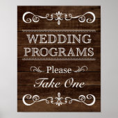 s結婚サイン – 結婚式 プログラム素朴のサイン ポスター (正面)