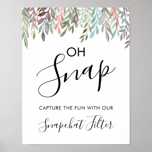 s結婚サイン – Snapchat Water color Greenery Sign ポスター (正面)