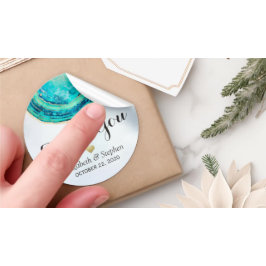 s結婚サンキューウォーターカラーティール（緑がかった色）金ゴールドゲートGeode ラウンドシール