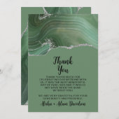 s結婚サンキューカードセージ瑪瑙シルバーグリッター サンキューカード (正面/裏面)