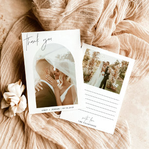 s結婚サンキューカード、Boho Arch Photo Thank You 招待状