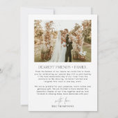 s結婚サンキューカード、Boho Arch Photo Thank You 招待状 (裏面)