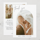 s結婚サンキューカード、Boho Arch Photo Thank You 招待状 (正面/裏面)