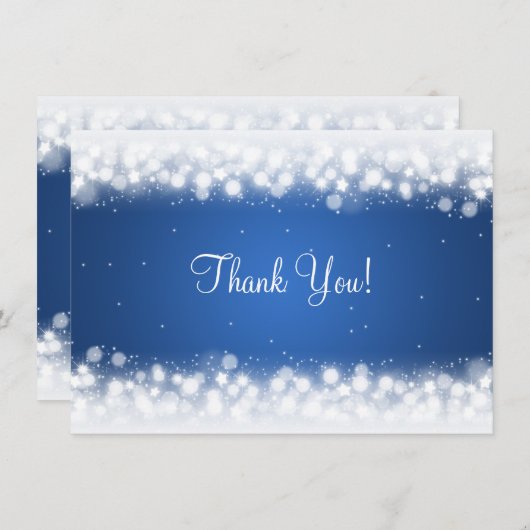 s結婚サンキューノート魔法スパークルブルー ノートカード (正面/裏面)
