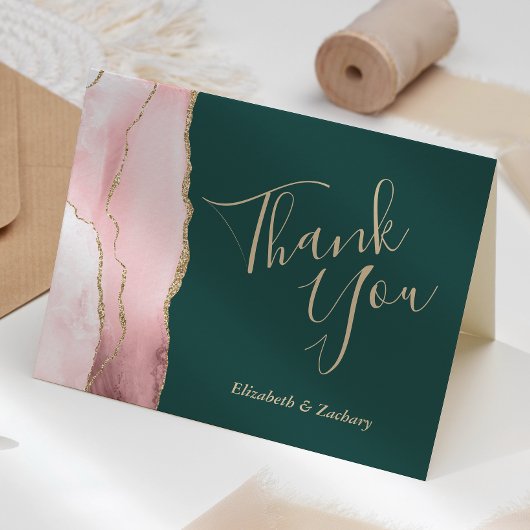 s結婚サンキュー赤面金ゴールドアガテエメラルドグリーン カード