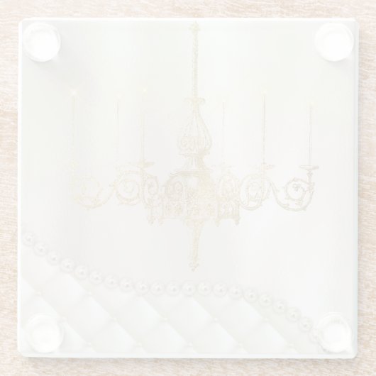 s結婚シャンデリア照明アイボリーパールガラス ガラスコースター (裏面)