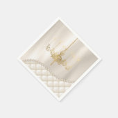 s結婚シャンデリア照明アイボリーパールサタン スタンダードカクテルナプキン (角)