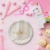 s結婚シャンデリア照明アイボリーパール紙 ペーパープレート (パーティー)