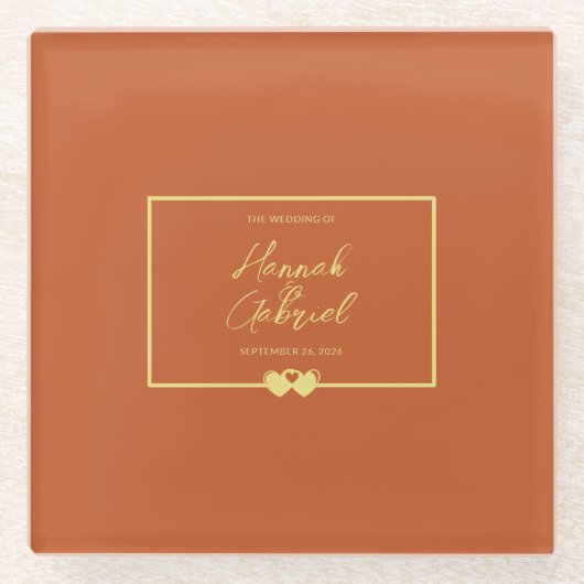 s結婚テラコッタ金ゴールドピラーキャンドル ガラスコースター (正面)