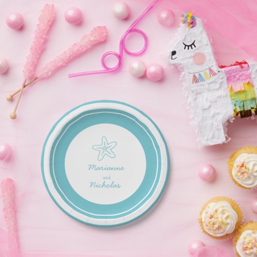 s結婚ヒトアクア白カスタム紙プレート ペーパープレート (パーティー)