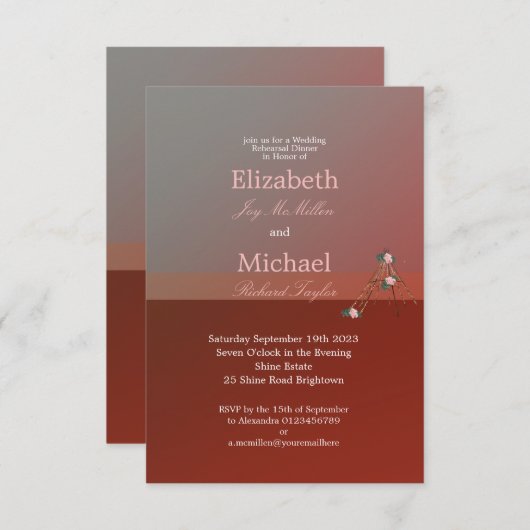 s結婚ボホシックテペティピリハーサルディナー 招待状 (正面/裏面)