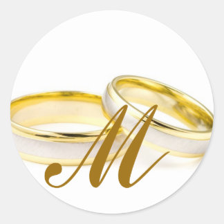 s結婚リングや輪モノグラムM招待状シール ラウンドシール
