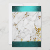 s結婚大理石ホワイトグレーゴールデンティール(緑がかった色)グリーン 招待状 (裏面)