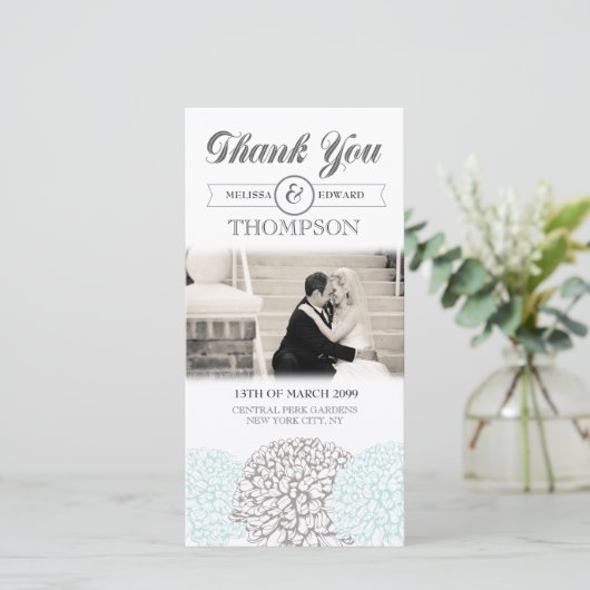 s結婚婚約アクアフラワーズありがとう写真 サンキューカード (スタンド正面)