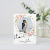 s結婚感謝赤面フローラゴールドフォイル幾何学的 ポストカード (スタンド正面)