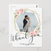 s結婚感謝赤面フローラゴールドフォイル幾何学的 ポストカード (正面/裏面)