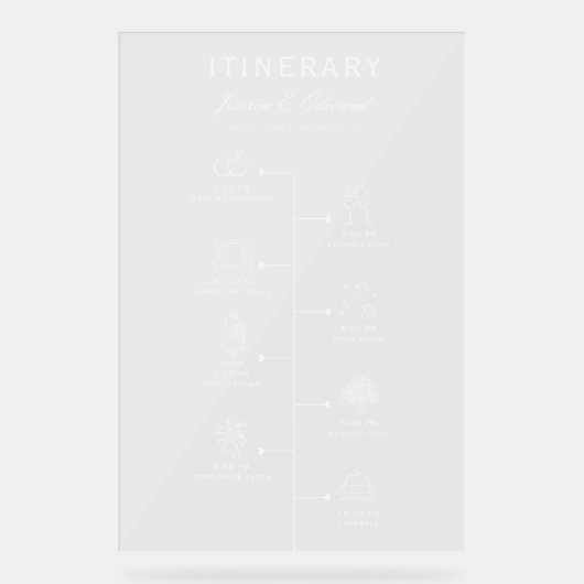 s結婚旅程パーティープログラム白黒Chic アクリルサイン (正面)