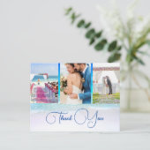 s結婚海ビーチブルー3写真ありがエレガントとうございます ポストカード (スタンド正面)