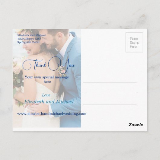 s結婚海ビーチブルー3写真ありがエレガントとうございます ポストカード (裏面)