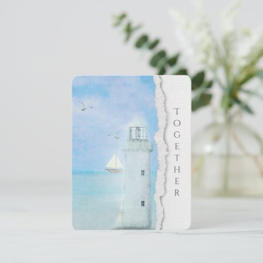 s結婚海灯台と帆船 招待状 (スタンド正面)