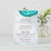 s結婚詳細ウォーターカラーティール（緑がかった色）&金ゴールドゲートGeode 招待状 (スタンド正面)