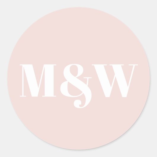 s結婚赤面ピンクモノグラムカスタムイニシャルシック ラウンドシール (正面)