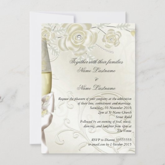 s結婚金ゴールドクリームパールフローラバラ2 招待状 (裏面)