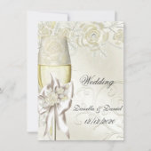 s結婚金ゴールドクリームパールフローラバラ2 招待状 (正面)