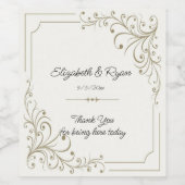 s結婚金ゴールドフィリグレアイボリーエレガント ワインラベル (シングルラベル)