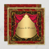 s結婚金ゴールドブラックレッドレトロ招待状 招待状 (正面/裏面)