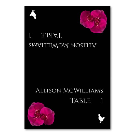 s結婚 – 家きんのアイコン – 黒明るい赤紫色と白 –  テーブルナンバー (正面)