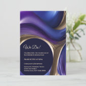 s結婚-抽象芸術流体アートブルーパープルと金ゴールド- 招待状 (スタンド正面)
