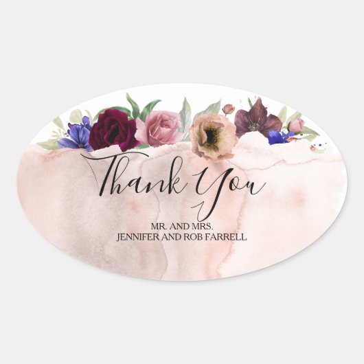 s結婚 Thank You -フローラヴィンテージ秋 楕円形シール (正面)