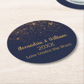 s結婚 Under the Stars Navy & 金ゴールド紙コースター ラウンドペーパーコースター (アングル)