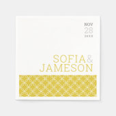 s結婚TABLEシンプル型モダンマスタード黄 スタンダードカクテルナプキン (正面)