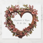 s美結婚しいハートリース赤い花 スパークリングワインラベル (シングルラベル)