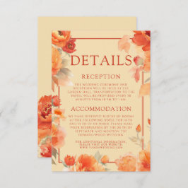 s詳細結婚秋バーントオレンジフローラ エンクロージャーカード
