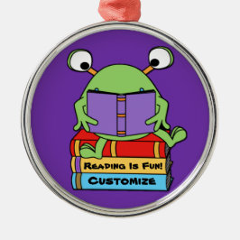 s読 isおもしろいかわいい本の愛エイリアン メタルオーナメント