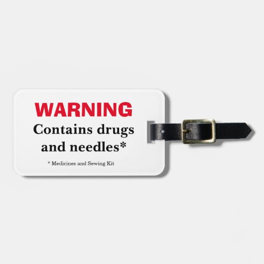 s警告-Drugs & Needles-Medicines & Medicines裁縫キット ラゲッジタグ (正面横)